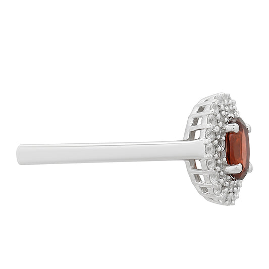 Pierścionek ze srebra próby 925 z granatem i białym topazem