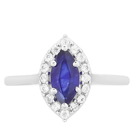 Pierścionek ze srebra próby 925 z szafirem tajskim i białym topazem