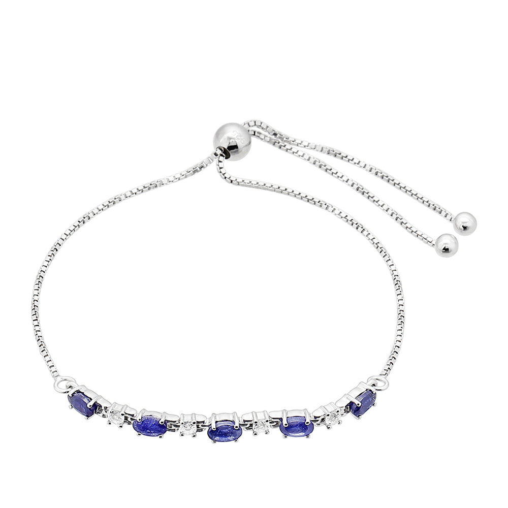 Bransoletka ze srebra próba 925 z szafirem tajskim i białym topazem