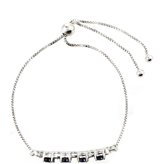 Bransoletka ze srebra próba 925 z szafirem tajskim i białym topazem