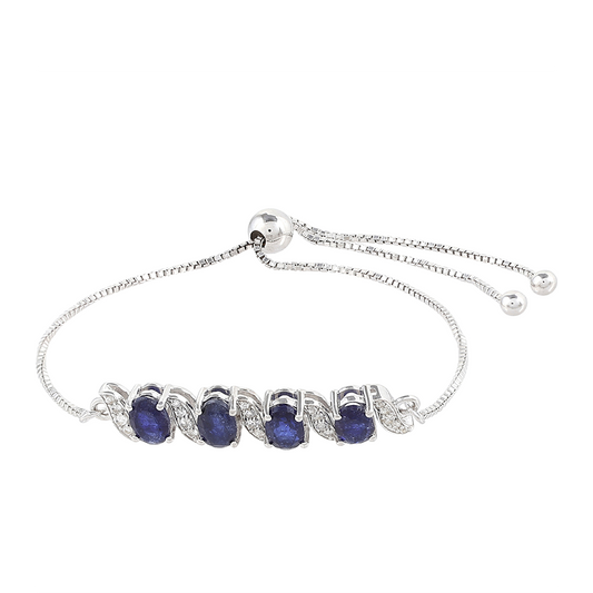 Bransoletka ze srebra próba 925 z szafirem tajskim i białym topazem