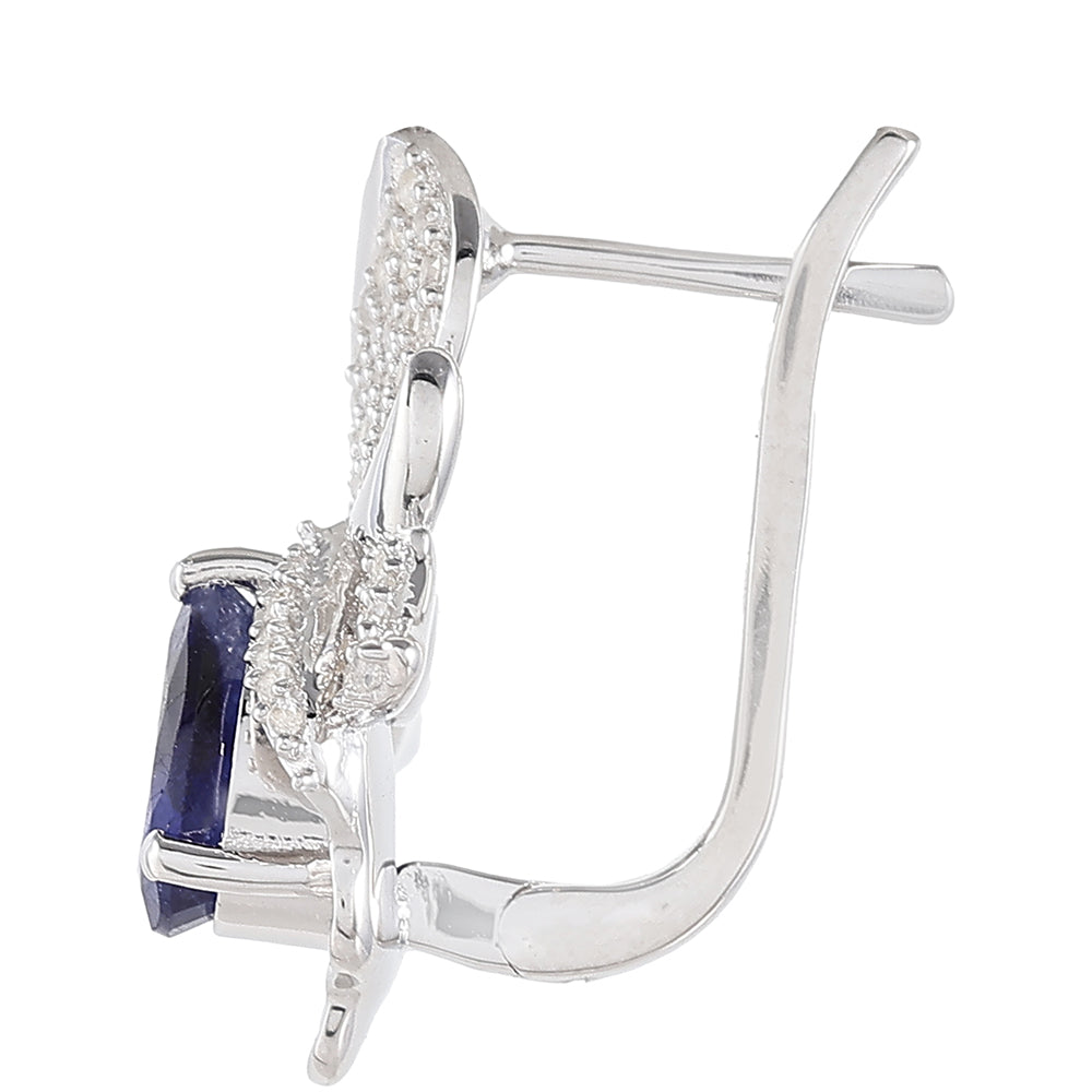 Kolczyki ze srebra próbe 925 z szafirem tajskim i białym topazem