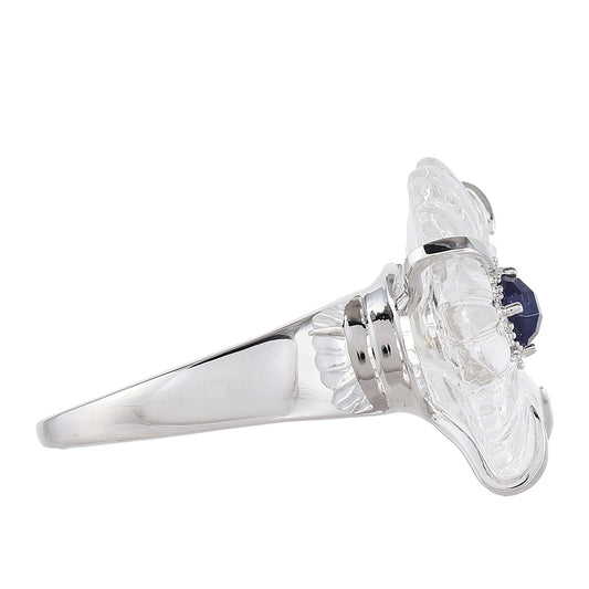 Pierścionek ze srebra próby 925 z szafirem tajskim i kwarcem