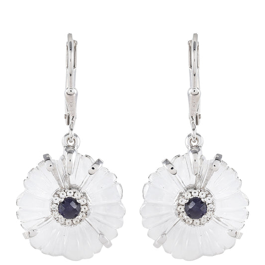 Kolczyki ze srebra próbe 925 z szafirem tajskim i kwarcem