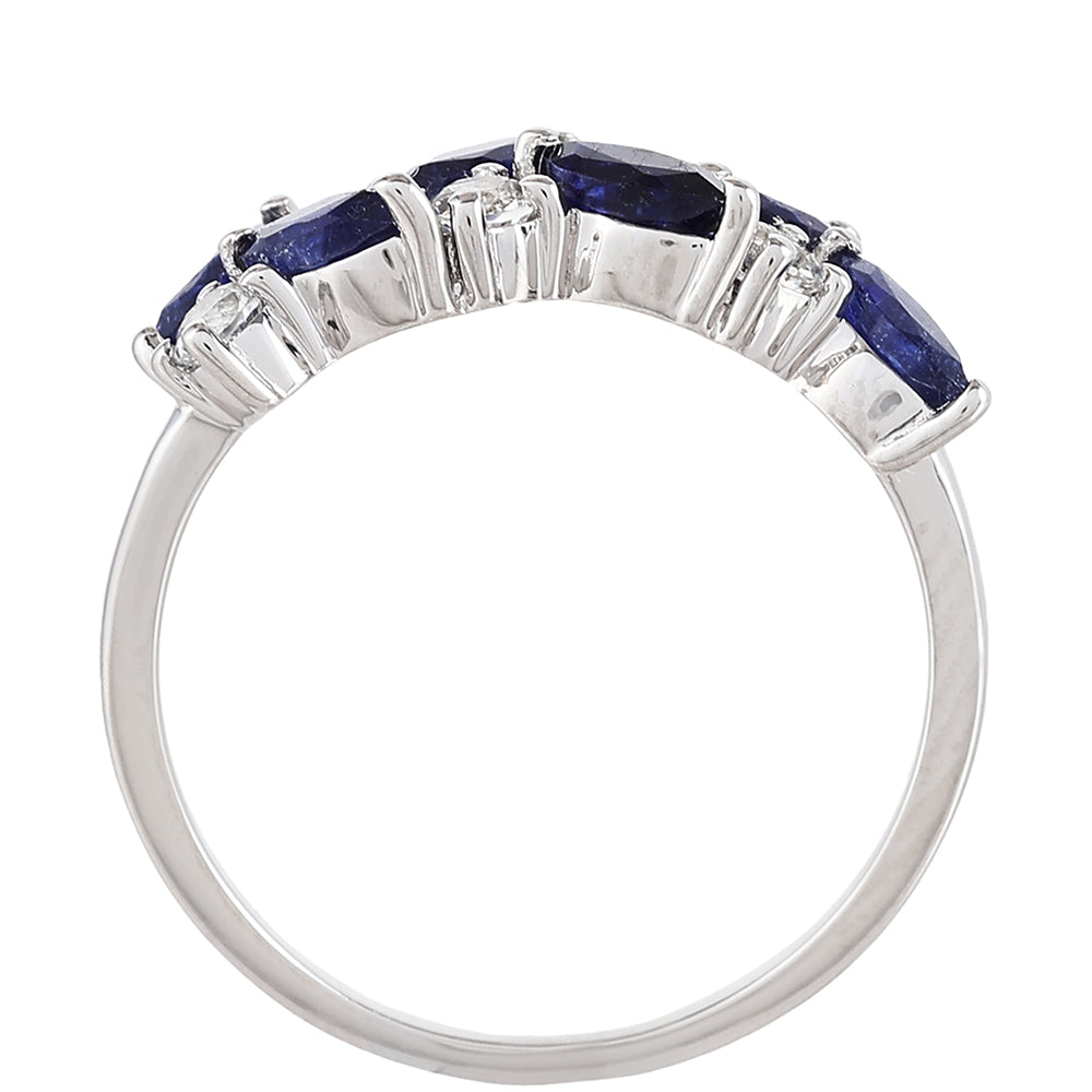 Pierścionek ze srebra próby 925 z szafirem tajskim i białym topazem