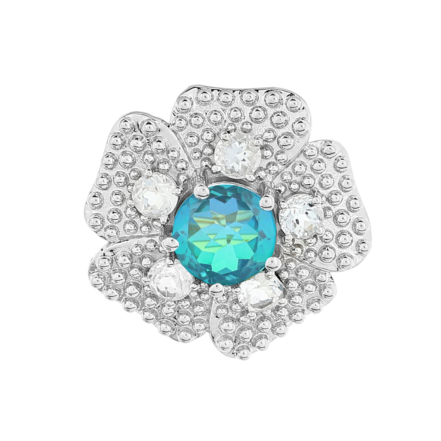 Zawieszka ze srebra próba 925 z kwarcem Peacock i białym topazem