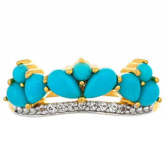 Pierścionek srebrny pozłacany z niebieskim turkusem