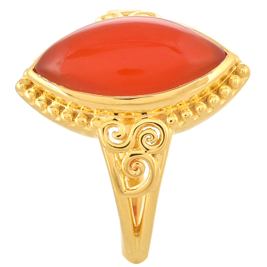 Pierścionek srebrny pozłacany z karneolem