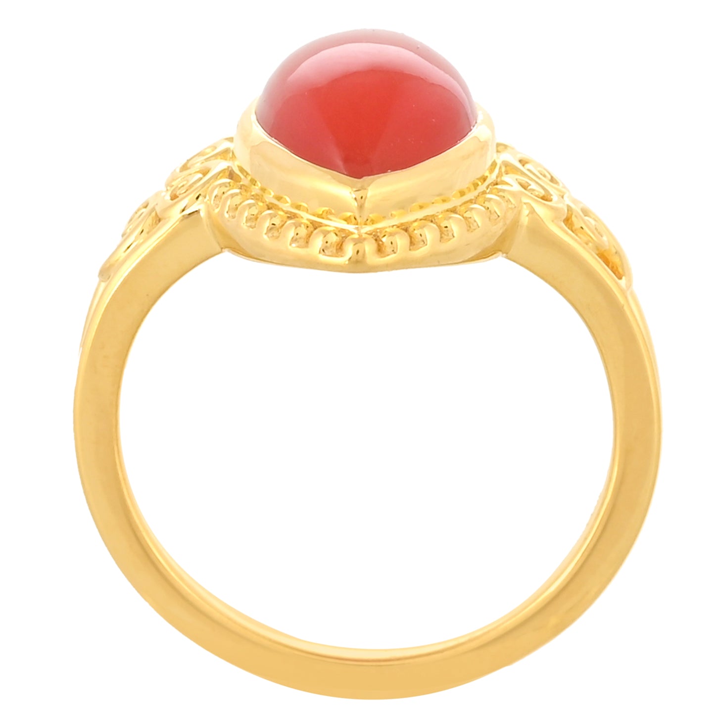 Pierścionek srebrny pozłacany z karneolem