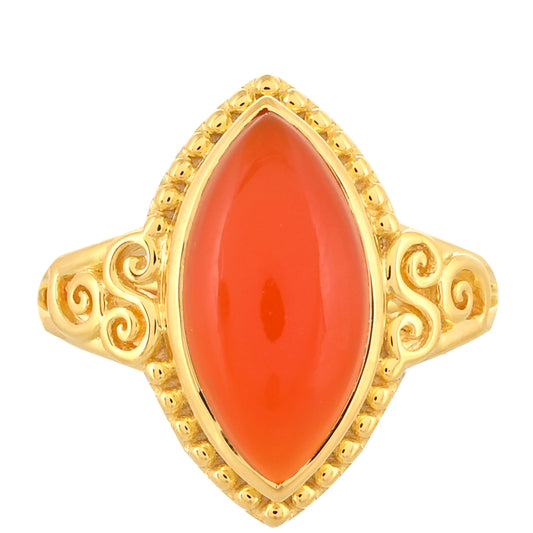 Pierścionek srebrny pozłacany z karneolem