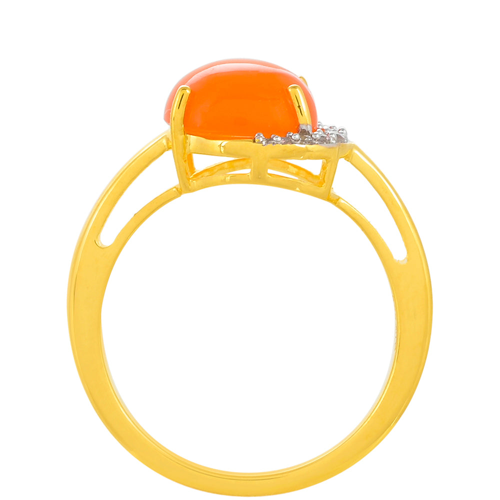 Pierścionek srebrny pozłacany z karneolem i białym topazem