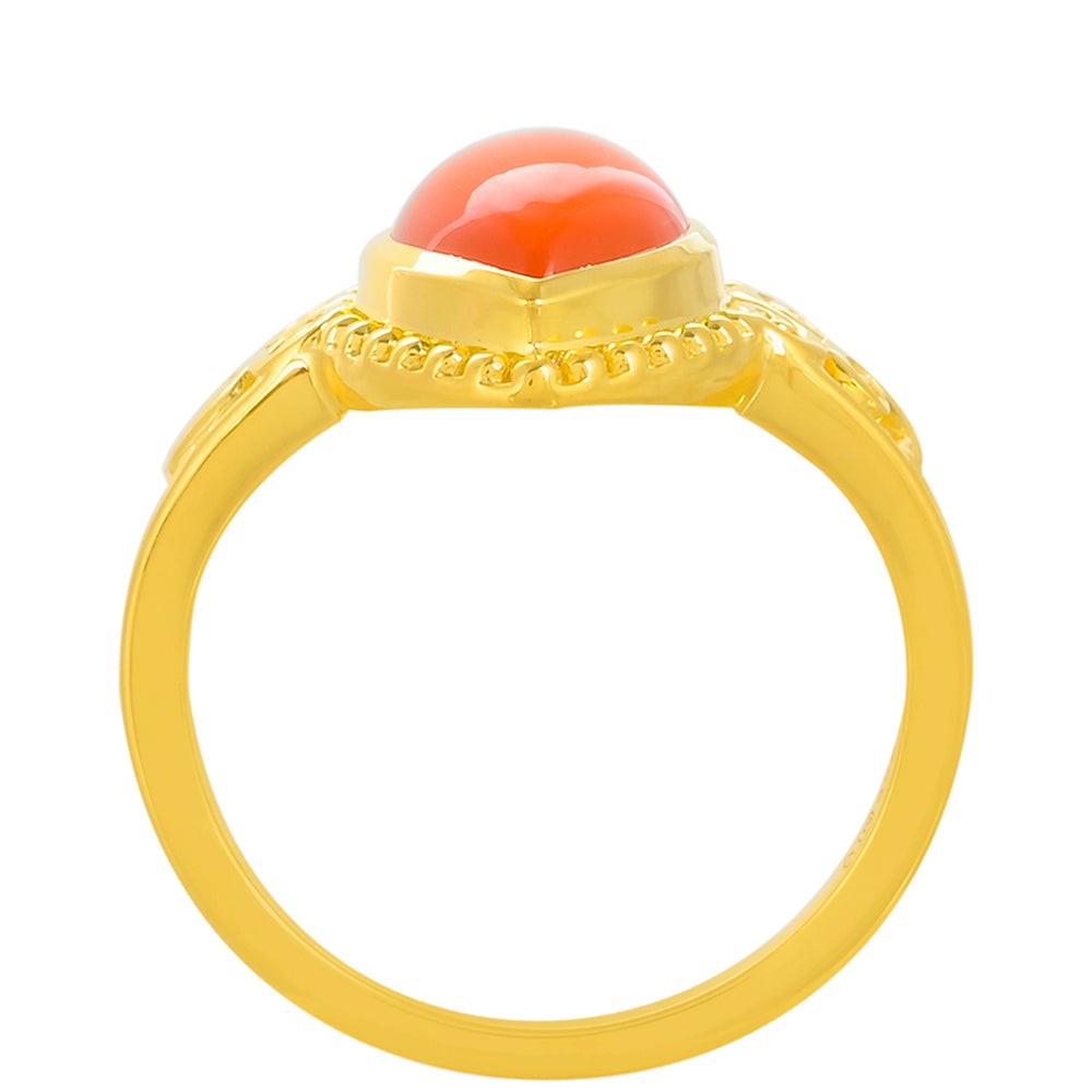 Pierścionek srebrny pozłacany z karneolem