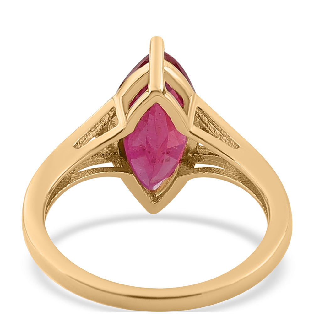 Pierścionek srebrny pozłacany z tajskim rubinem i białym topazem