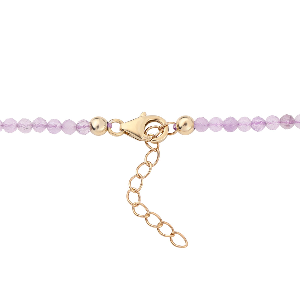 Naszyjnik srebrny pozłacany z ametystem rose de france