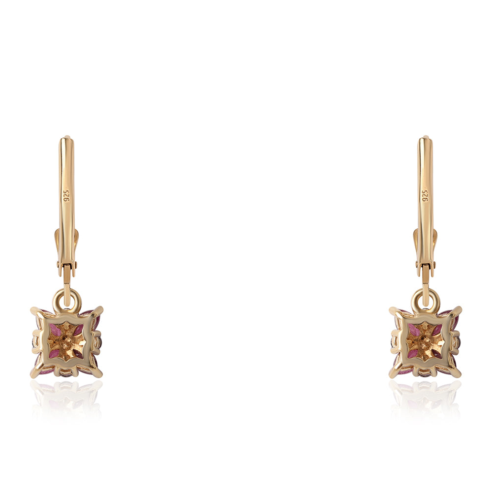 Kolczyki srebrne pozłacane z mozambickim rubinem i białym topazem