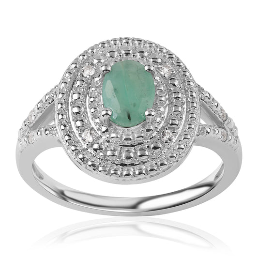 Pierścionek ze srebra próby 925 z brazylijskim szmaragdem i białym topazem