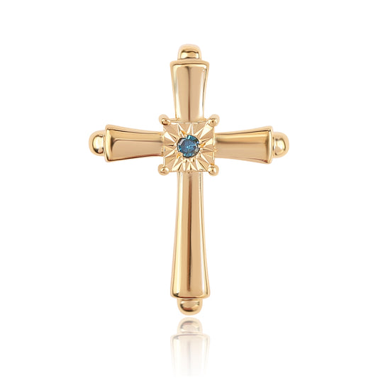 Zawieszka srebrna pozłacana z niebieskim diamentem