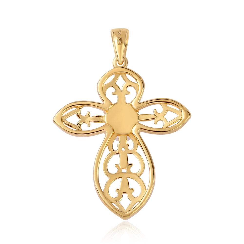 Zawieszka srebrna pozłacana z białą perłą słodkowodną