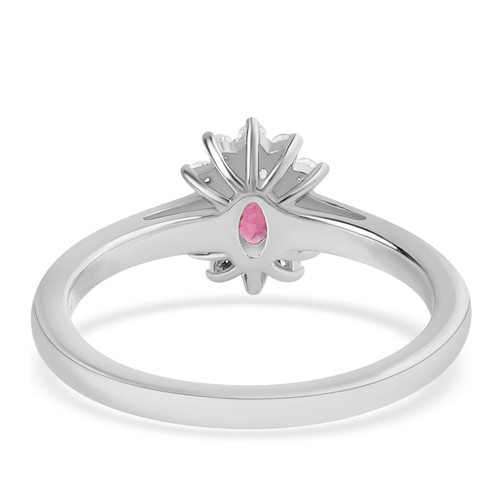 Pierścionek ze srebra próby 925 z rubelitem i białym topazem