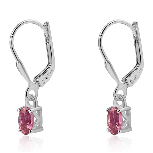 Kolczyki ze srebra próbe 925 z rubelitem