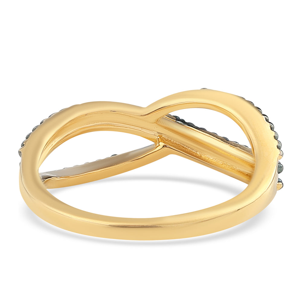 Pierścionek srebrny pozłacany z niebieskim diamentem