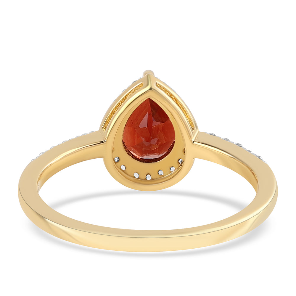 Pierścionek srebrny pozłacany z granatem i białym topazem