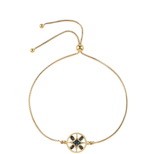 Bransoletka srebrna pozłacana z niebieskim diamentem