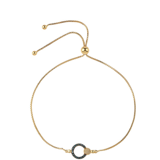 Bransoletka srebrna pozłacana z niebieskim diamentem