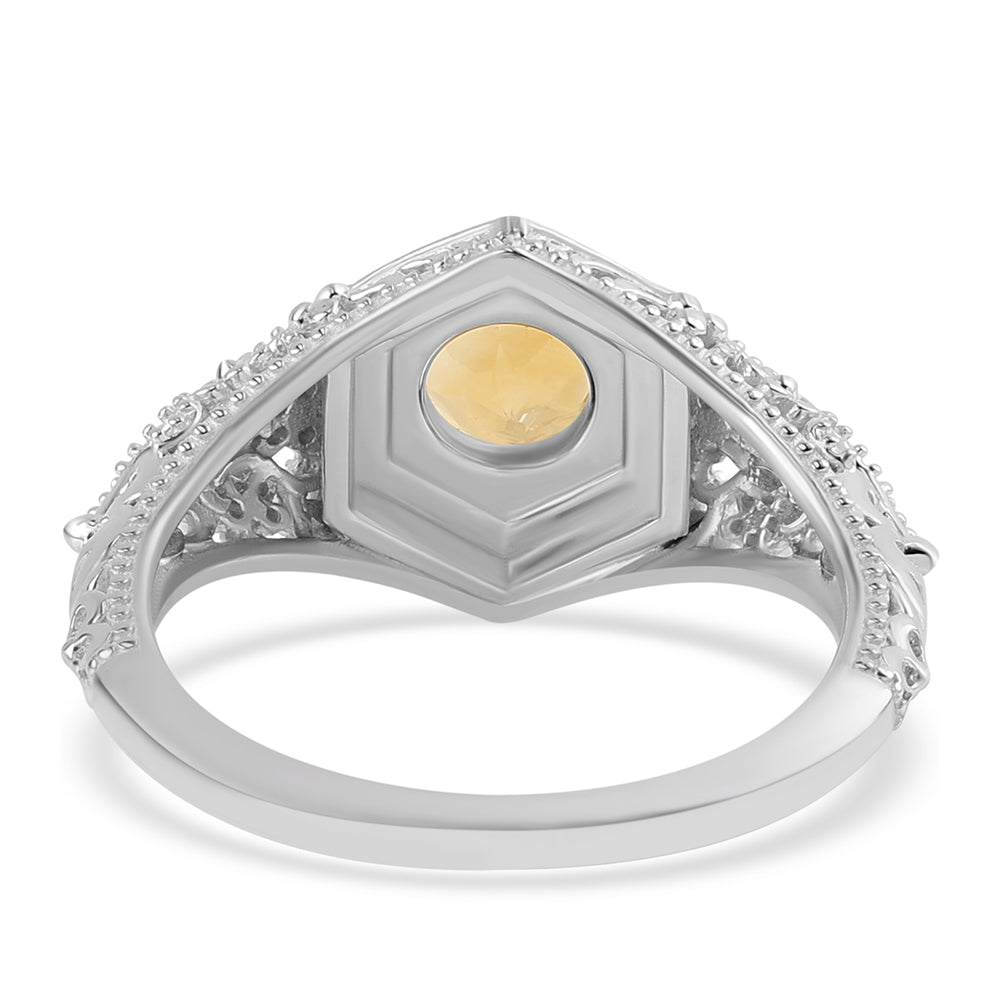 Pierścionek ze srebra próby 925 z cytrynem