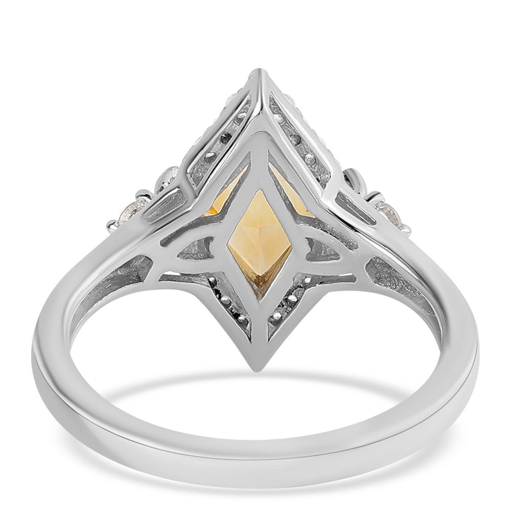 Pierścionek ze srebra próby 925 z cytrynem i białym topazem