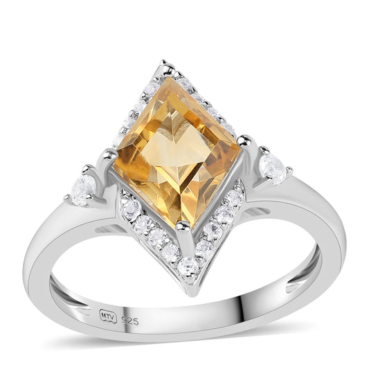 Pierścionek ze srebra próby 925 z cytrynem i białym topazem