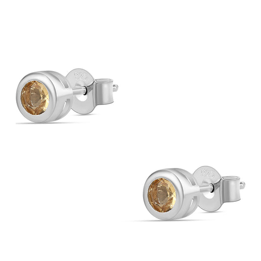 Kolczyki ze srebra próbe 925 z cytrynem