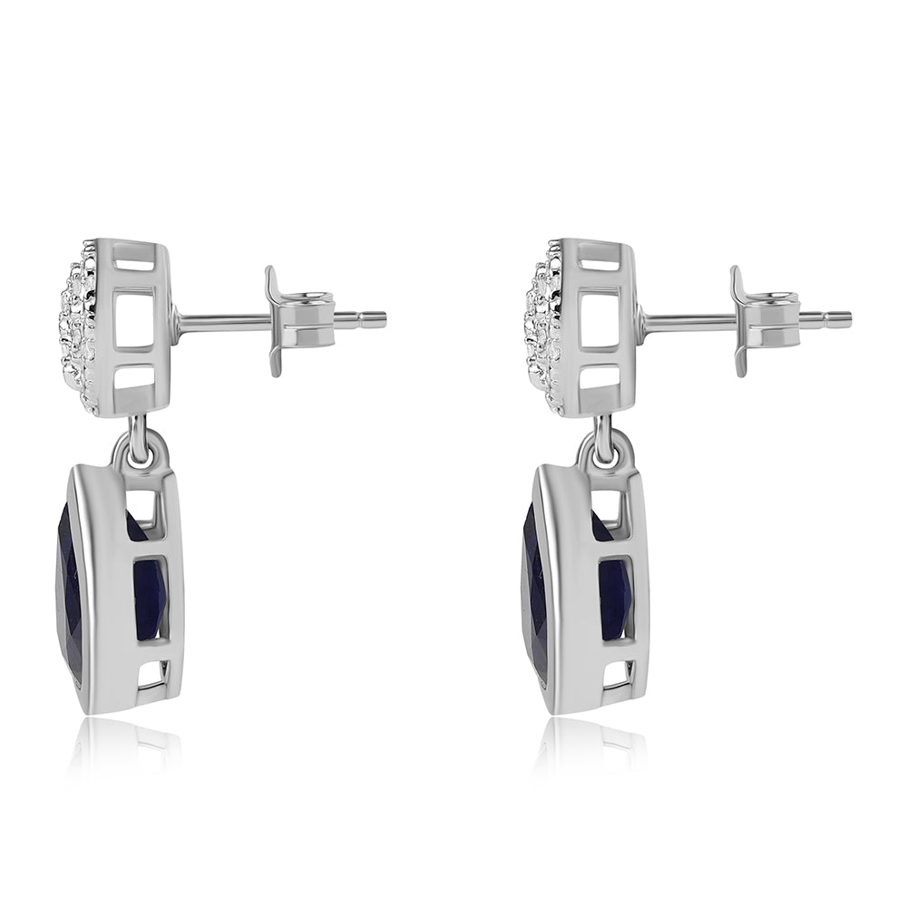 Kolczyki ze srebra próbe 925 z australijskim niebieskim szafirem i białym topazem