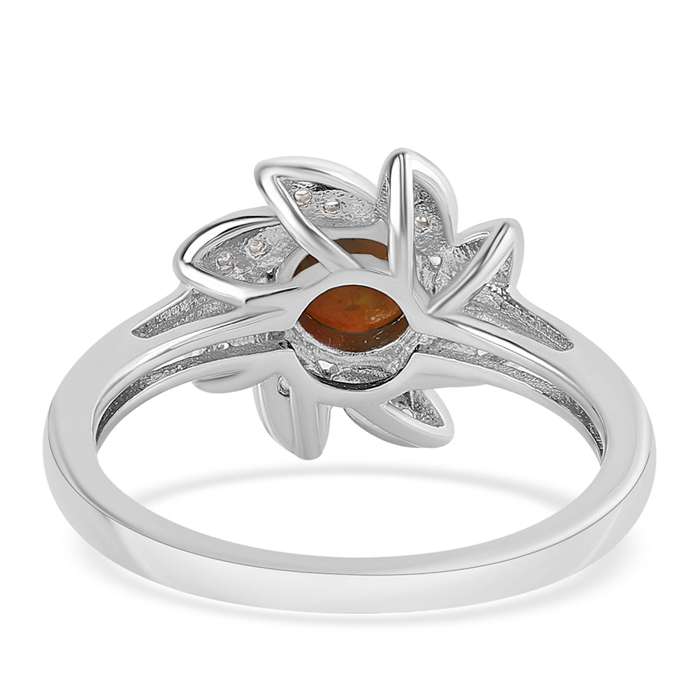 Pierścionek ze srebra próby 925 z czarnym etiopskim opalem Lega Dembi i białym topazem