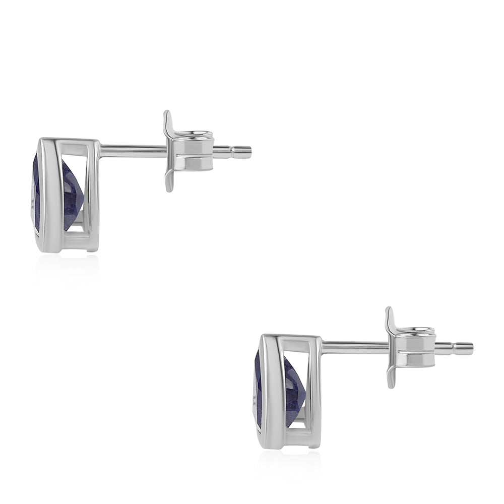 Kolczyki ze srebra próbe 925 z australijskim niebieskim szafirem