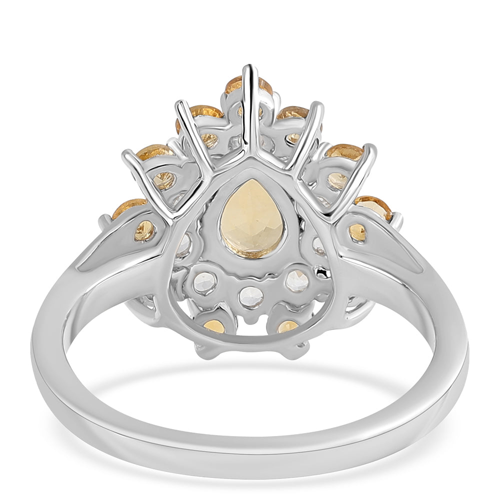 Pierścionek ze srebra próby 925 z cytrynem i białym topazem