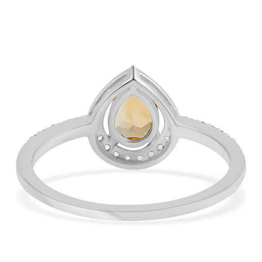 Pierścionek ze srebra próby 925 z cytrynem i białym topazem