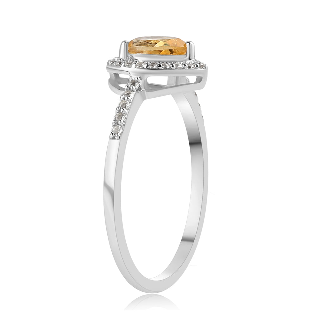 Pierścionek ze srebra próby 925 z cytrynem i białym topazem