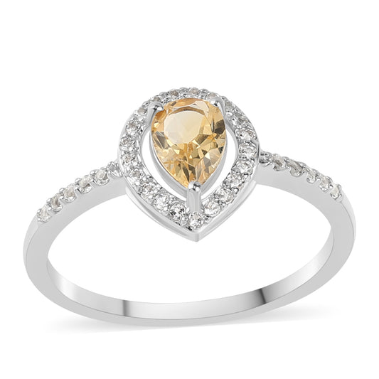 Pierścionek ze srebra próby 925 z cytrynem i białym topazem