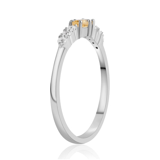 Pierścionek ze srebra próby 925 z cytrynem i białym topazem