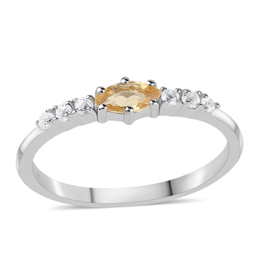 Pierścionek ze srebra próby 925 z cytrynem i białym topazem