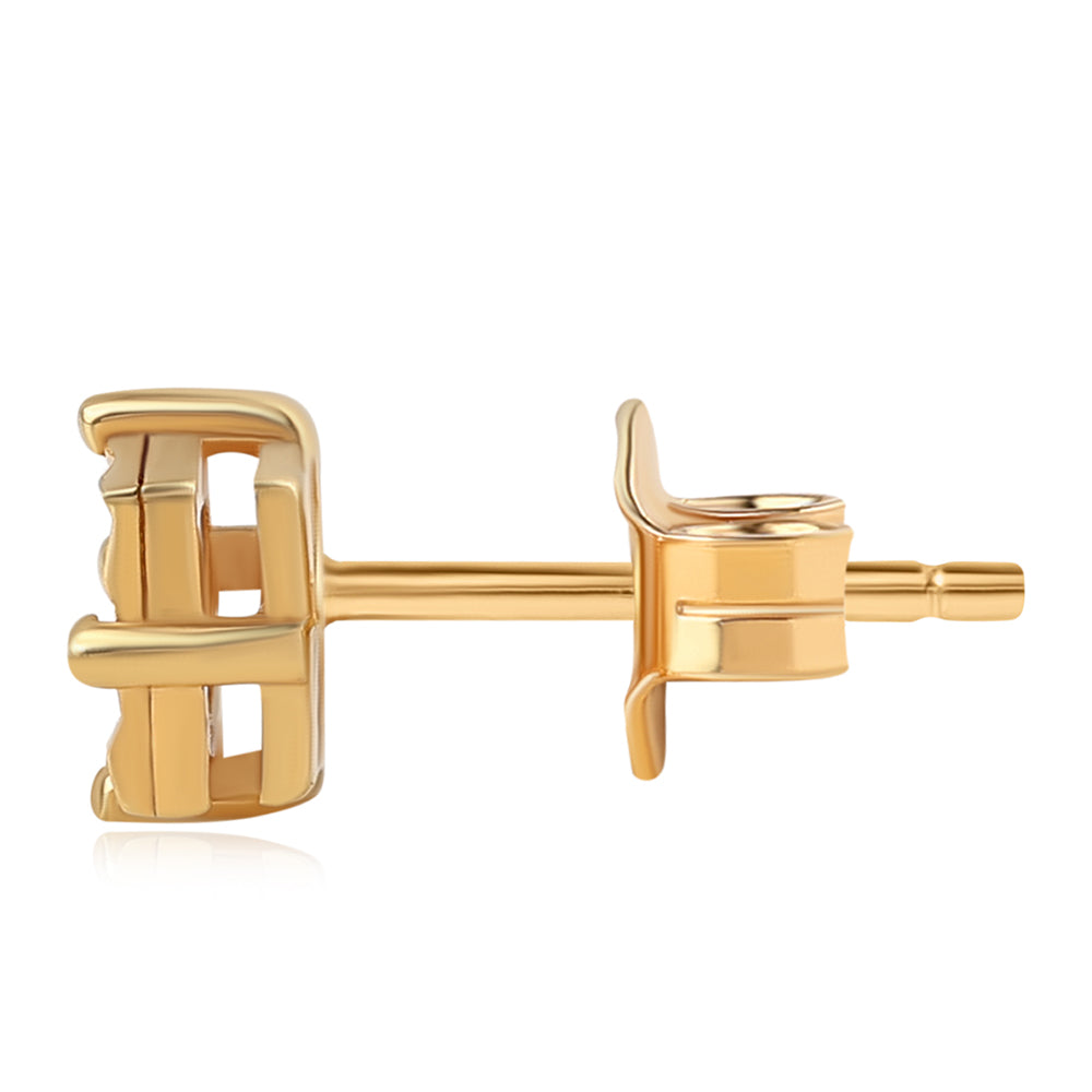 Kolczyki srebrne pozłacane z zielonym diamentem