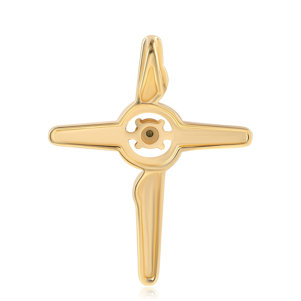 Zawieszka srebrna pozłacana z zielonym diamentem