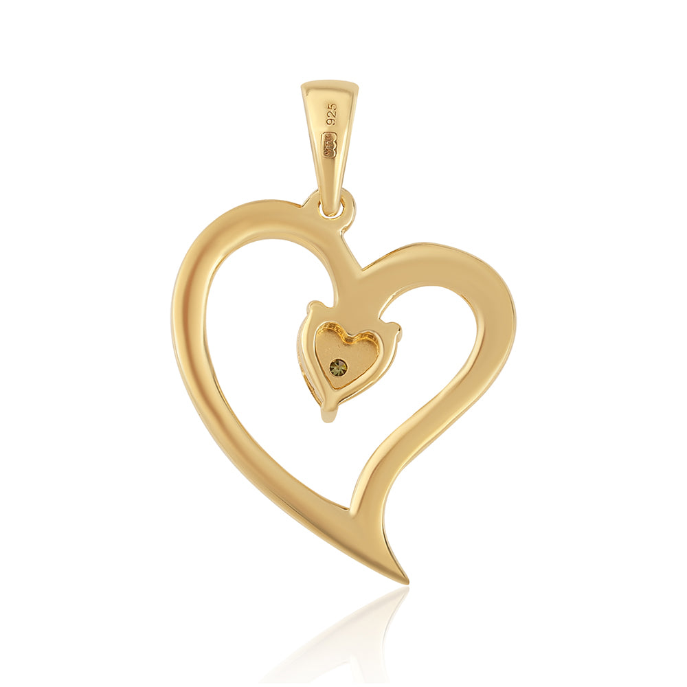 Zawieszka srebrna pozłacana z zielonym diamentem