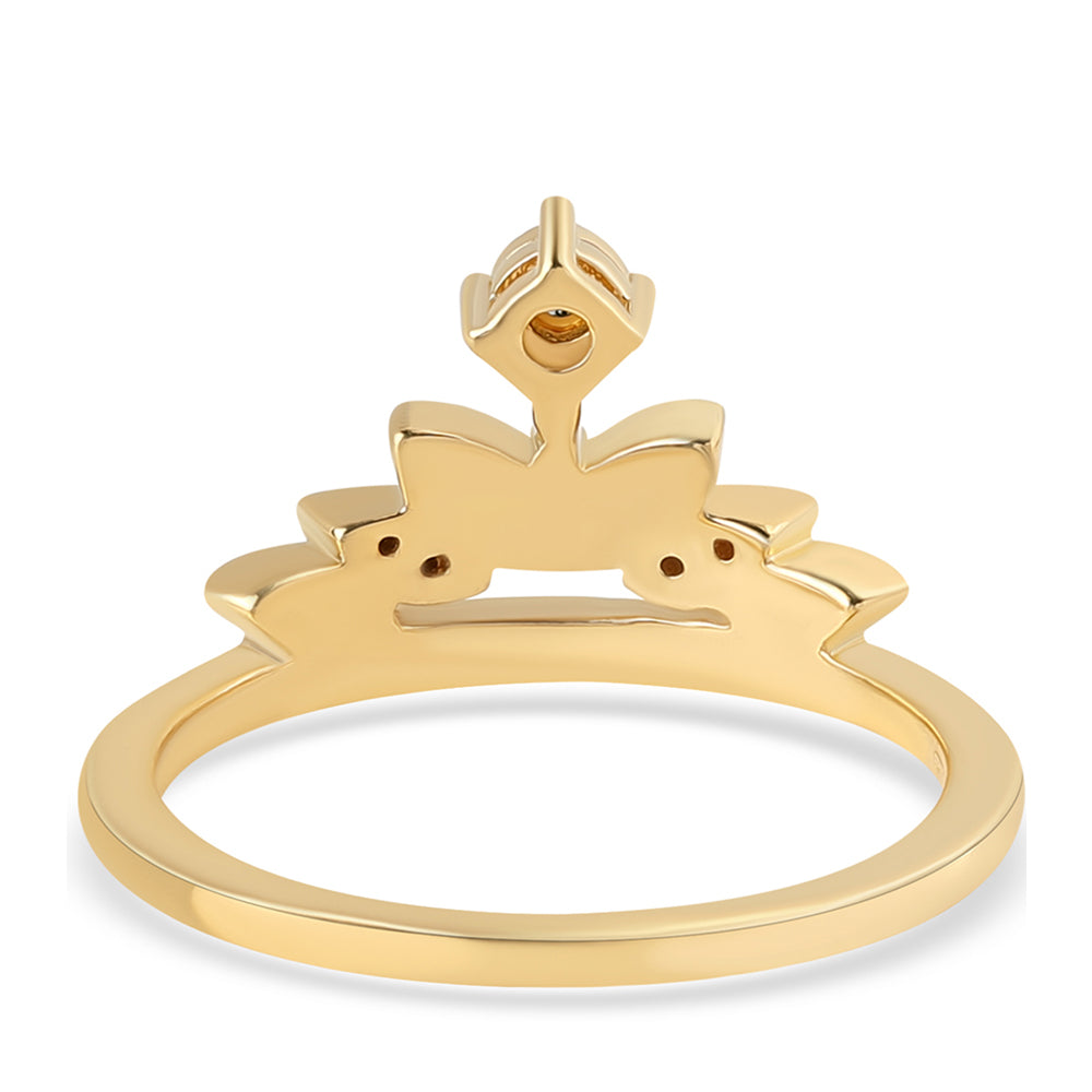 Pierścionek srebrny pozłacany z zielonym diamentem i białym diamentem