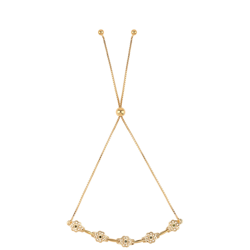 Bransoletka srebrna pozłacana z zielonym diamentem