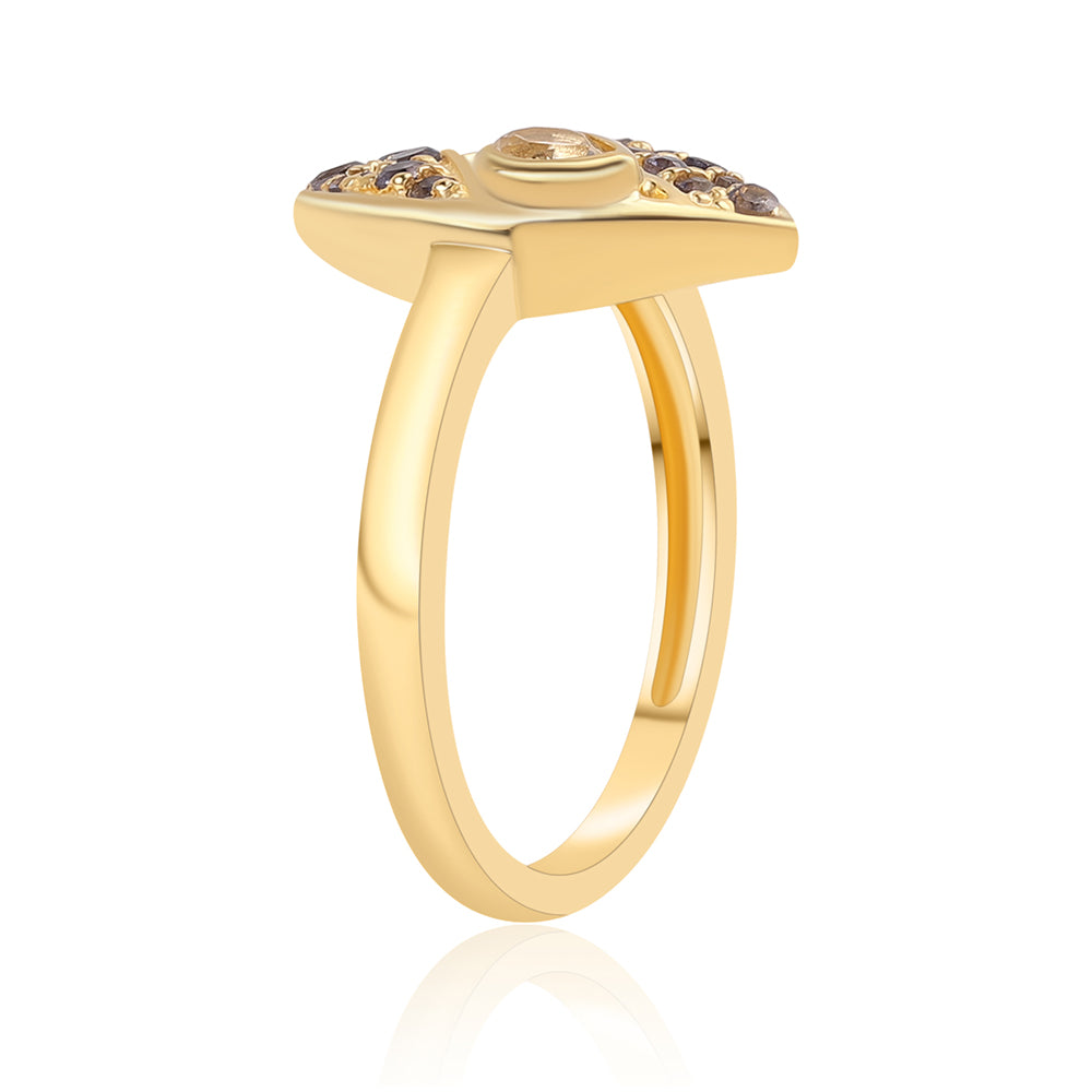 Pierścionek srebrny pozłacany z iolitem i białym topazem