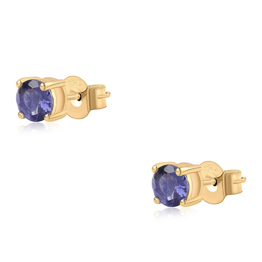 Kolczyki srebrne pozłacane z iolitem