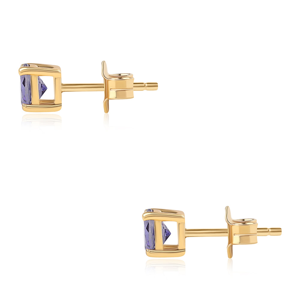 Kolczyki srebrne pozłacane z iolitem