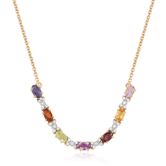 Naszyjnik srebrny pozłacany z ametystem rose de france i cytrynem